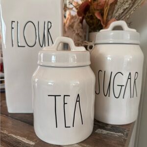 Rae Dunn White Ceramic TEA Canister with Black Lettering